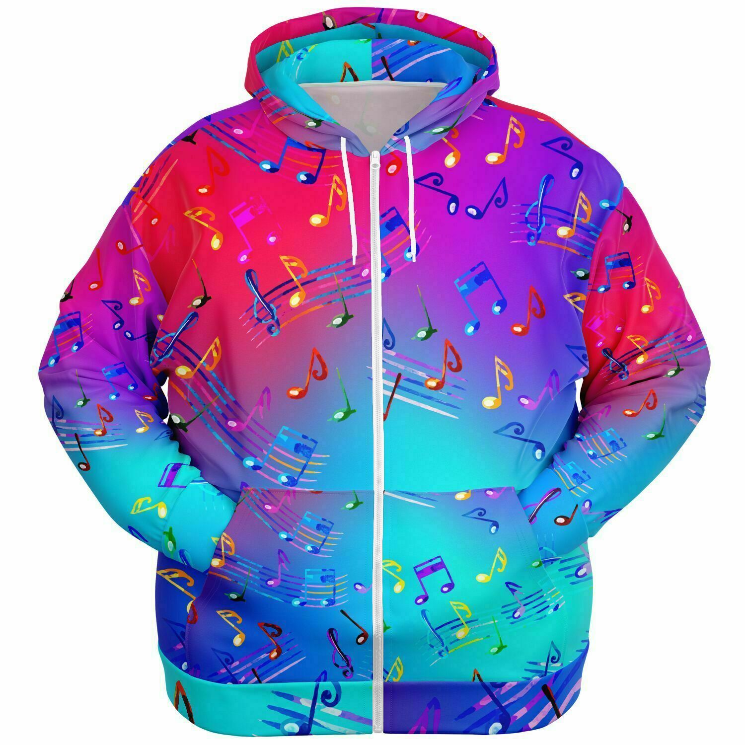 Colorful Music Notes Zip Hoodie