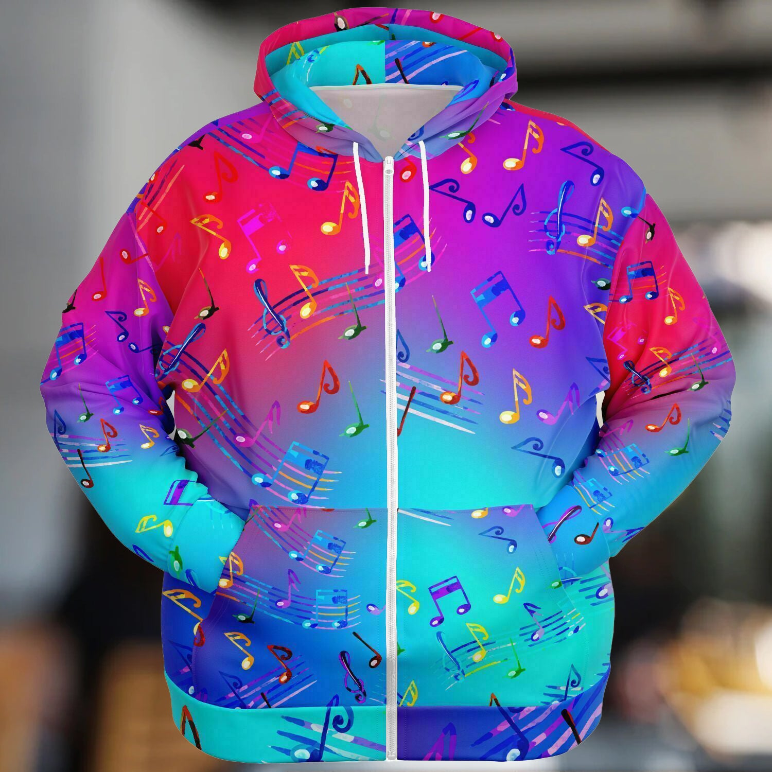 Colorful Music Notes Zip Hoodie