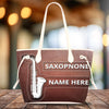 Saxophone Leather Tote Bag