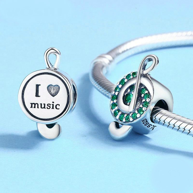 Music Note Green Beads Pendant