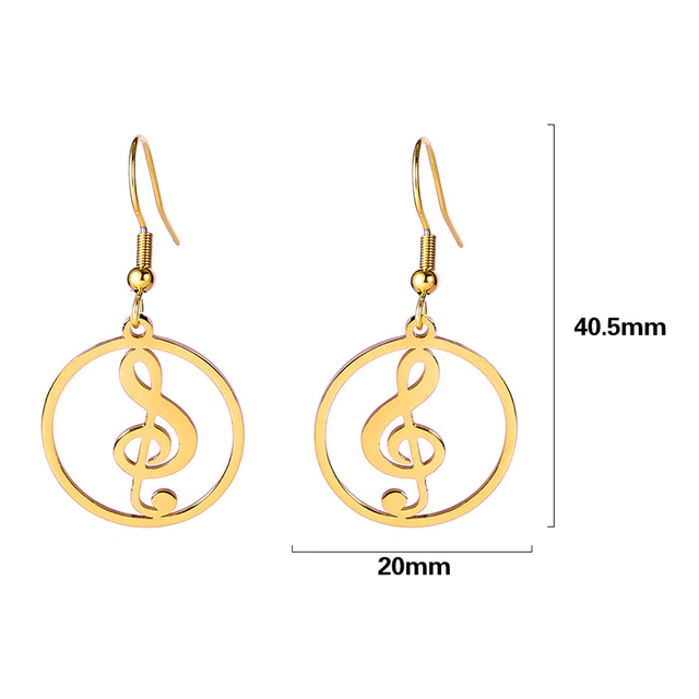 Treble Clef Round Earrings