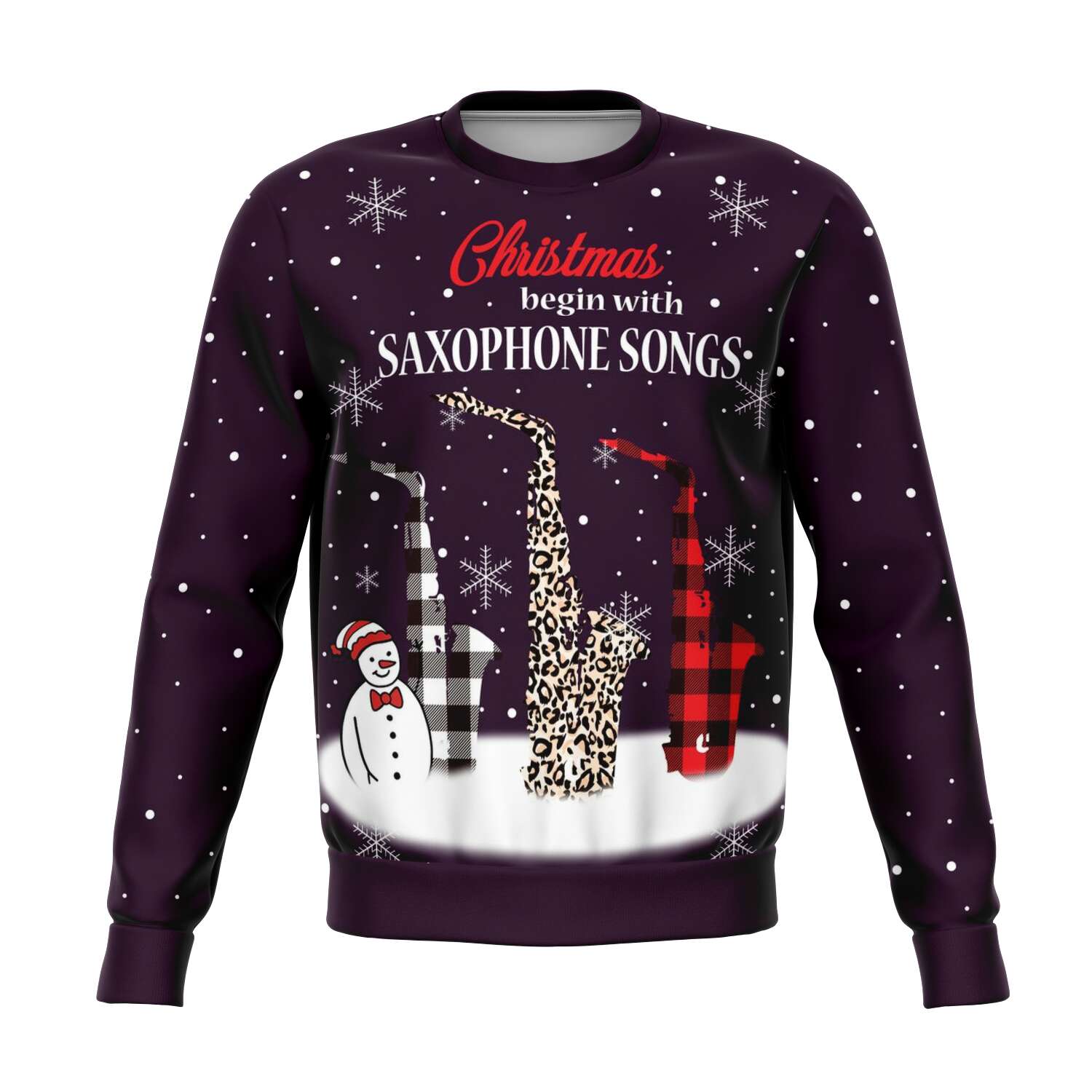 Christmas Begin With Saxophone Songs Plum Sweatshirt