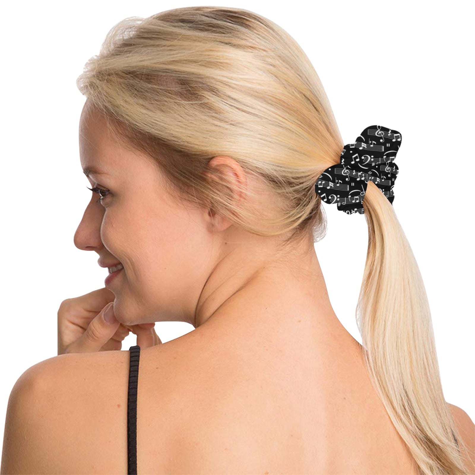 Music Notes Black Hair Scrunchie
