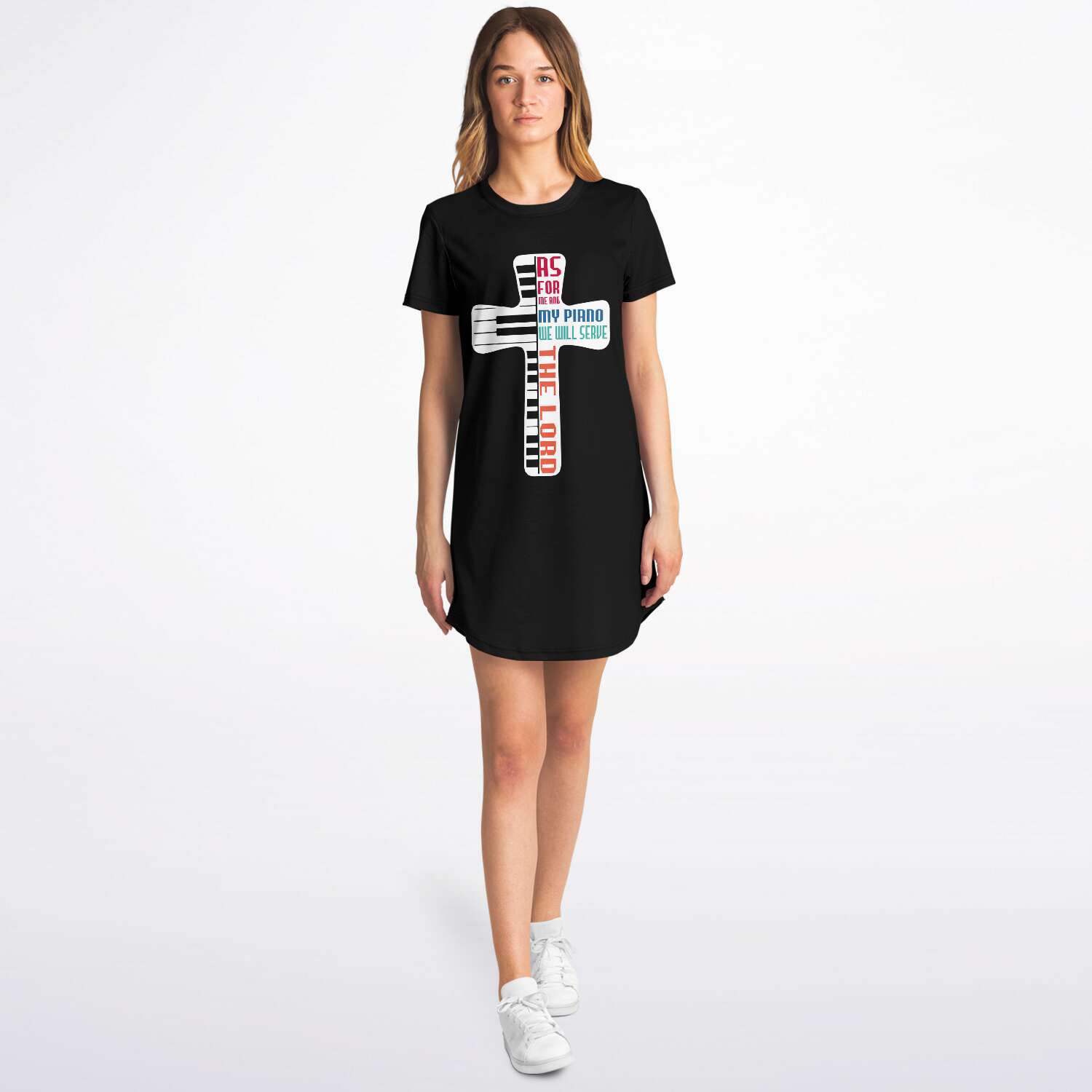 Piano Keys Cross T-Shirt Dress
