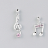 Pink Crystal Music Notes Drop Earrings