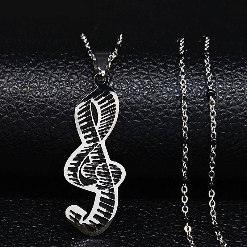 Piano Keys Treble Clef Necklace