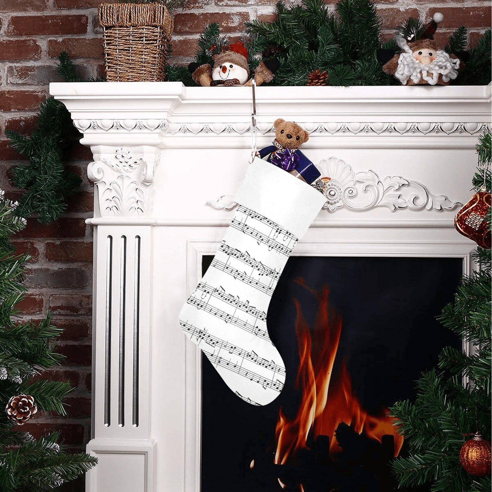 Music Sheet White Christmas Stocking
