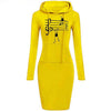 Music Notes Print Hooded Dress