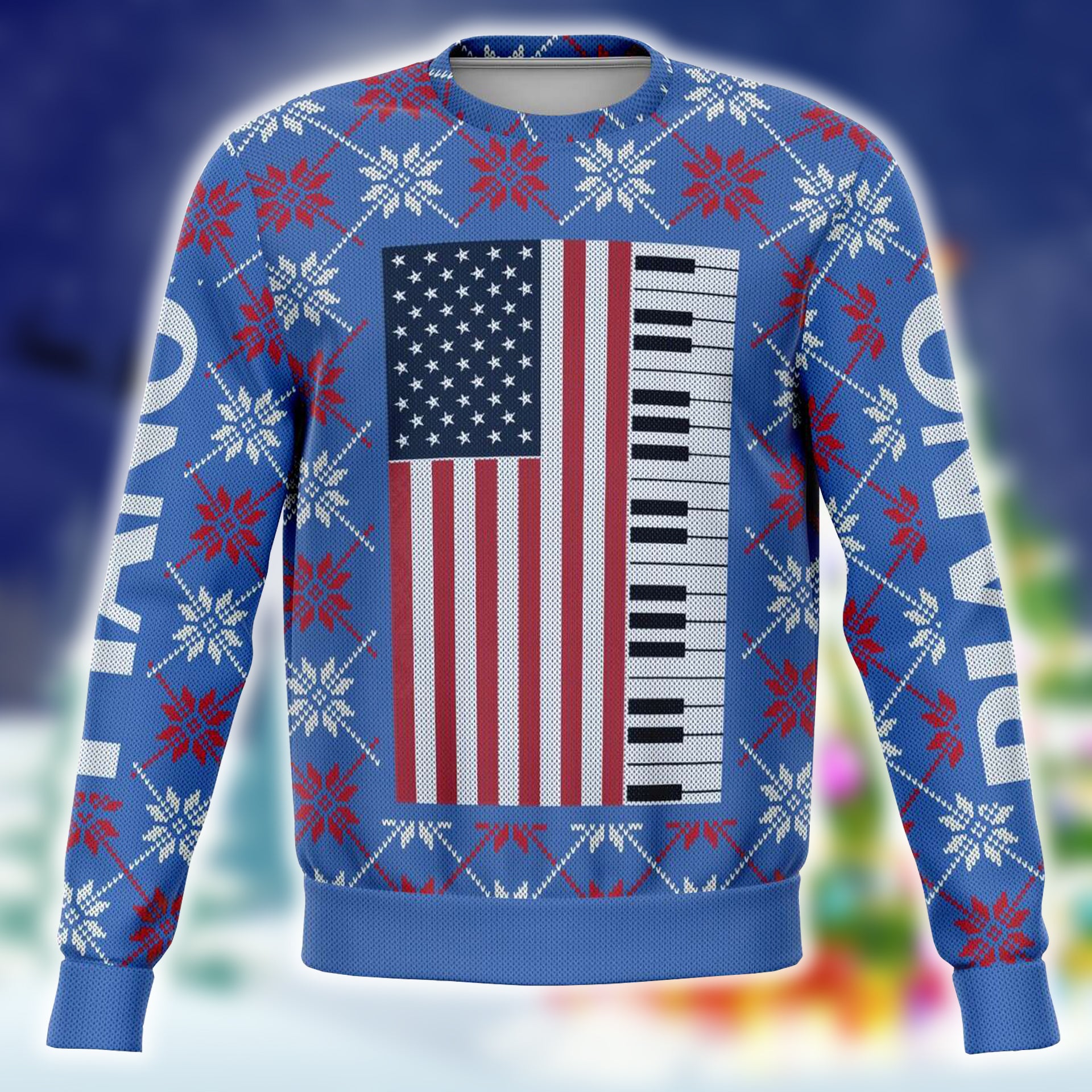 Piano Christmas Blue Sweatshirt