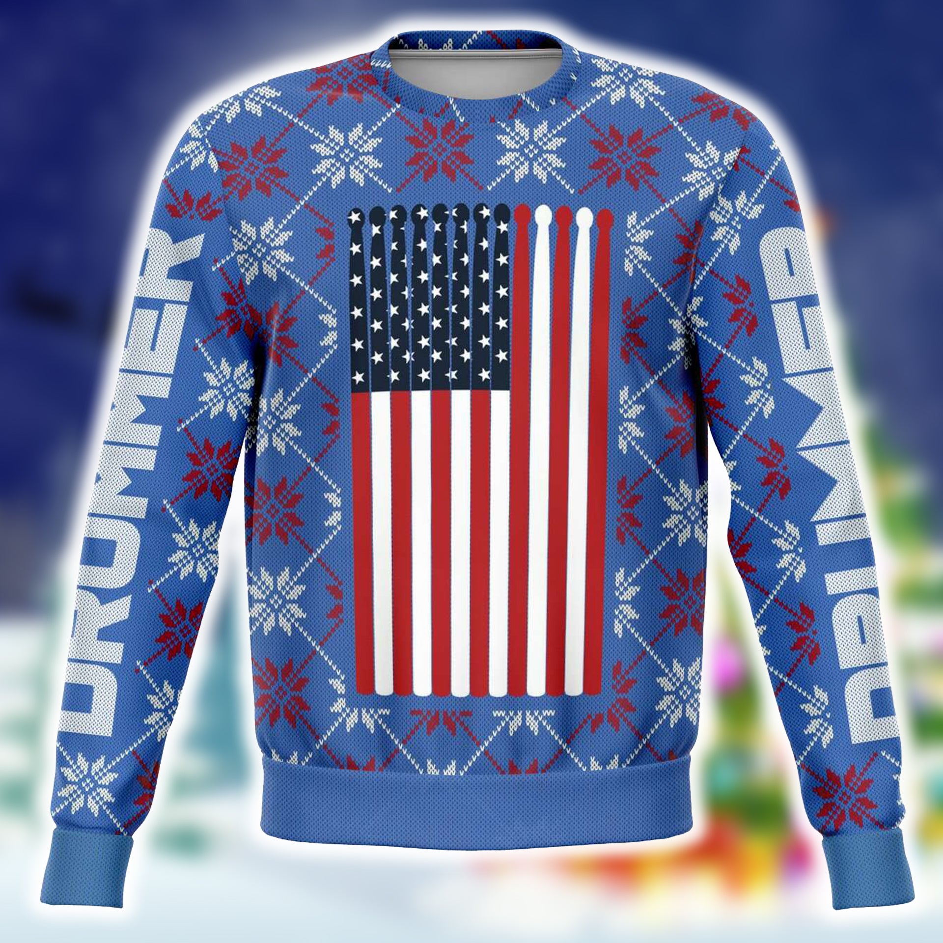 Drummer Christmas Blue Sweatshirt