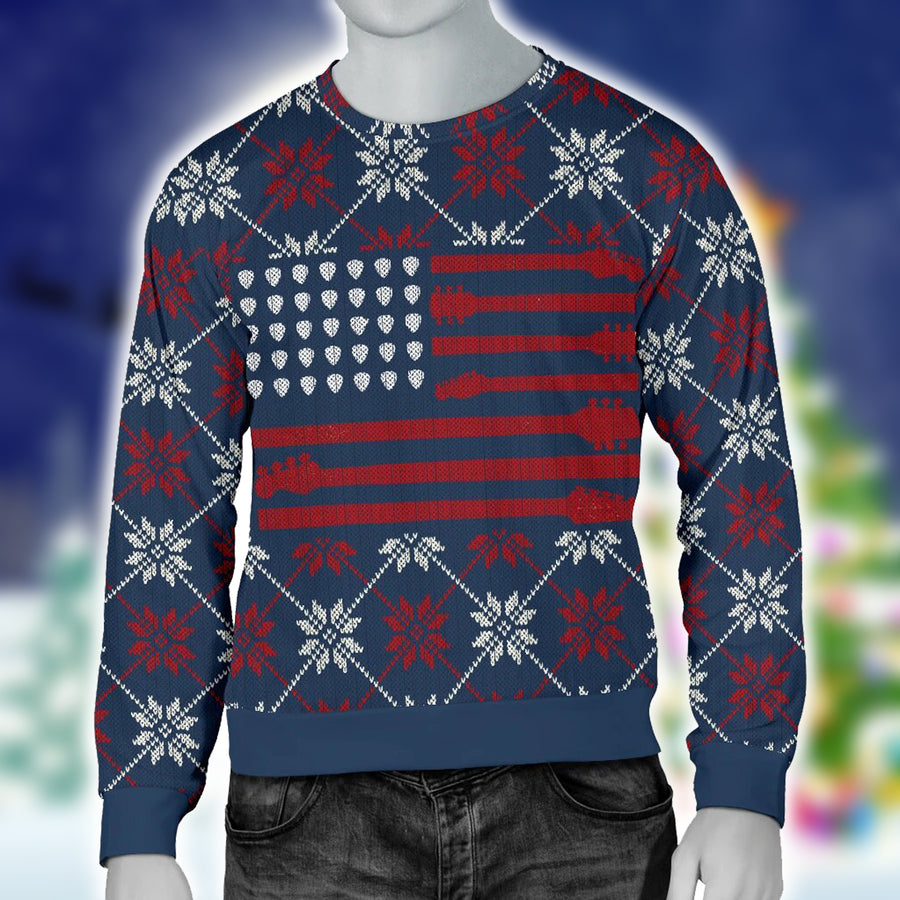 American Flag Guitar Men's Sweater - Sweater / S - { shop_name }} - Review