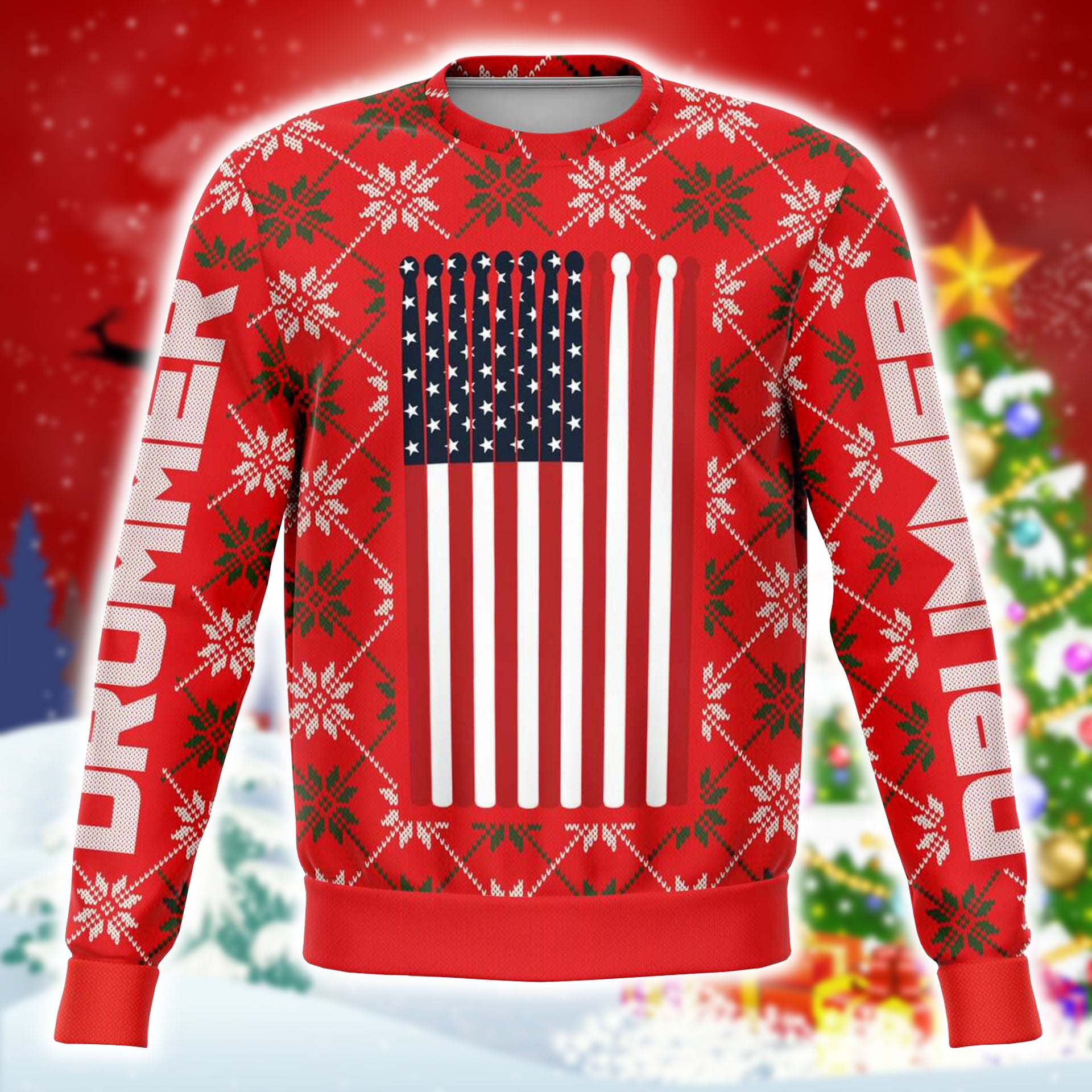 Drummer Christmas Red Sweatshirt