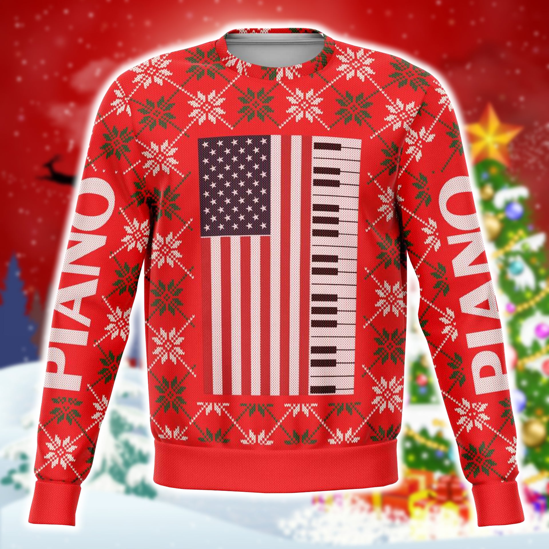 Piano Christmas Red Sweatshirt