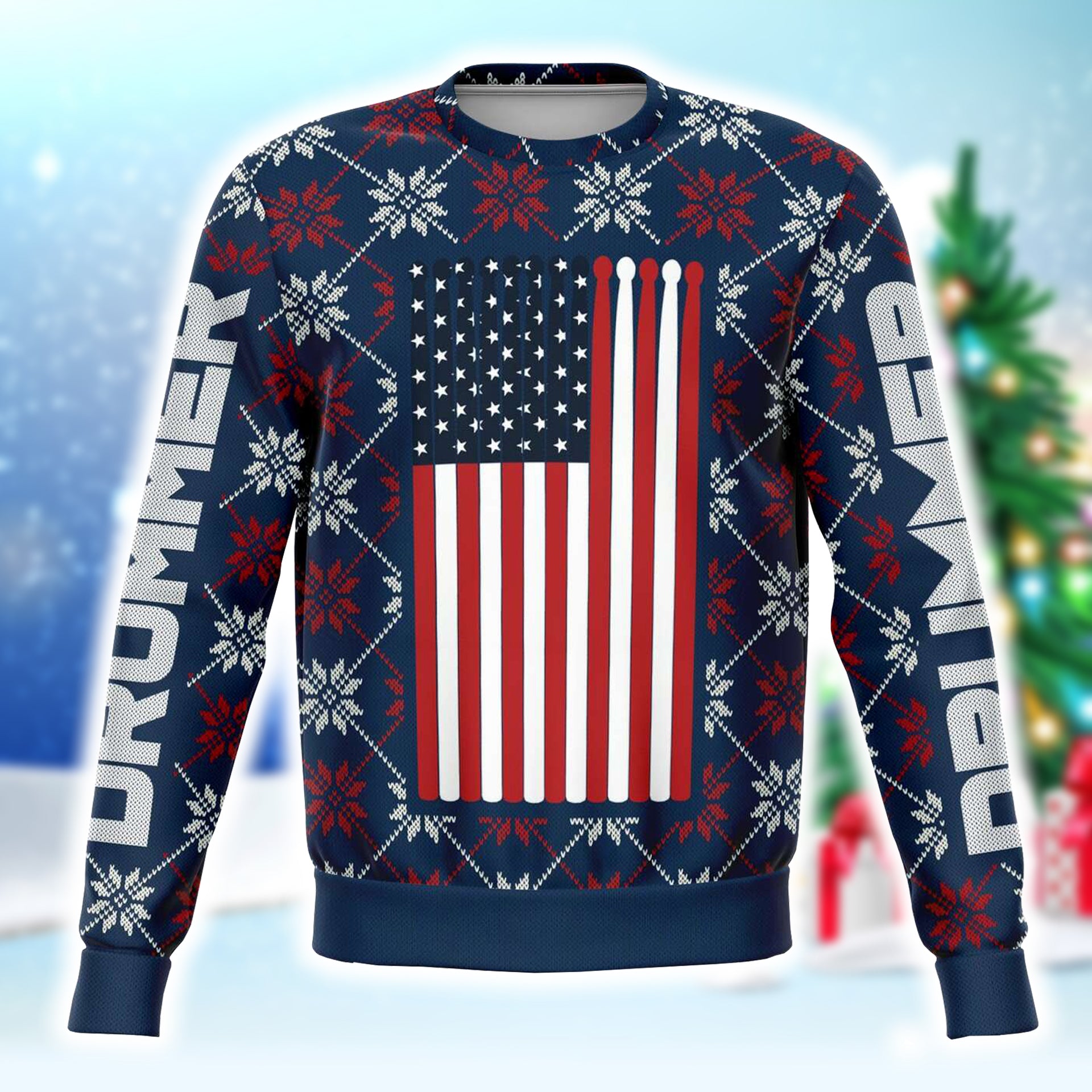 Drummer Christmas Dark Blue Sweatshirt
