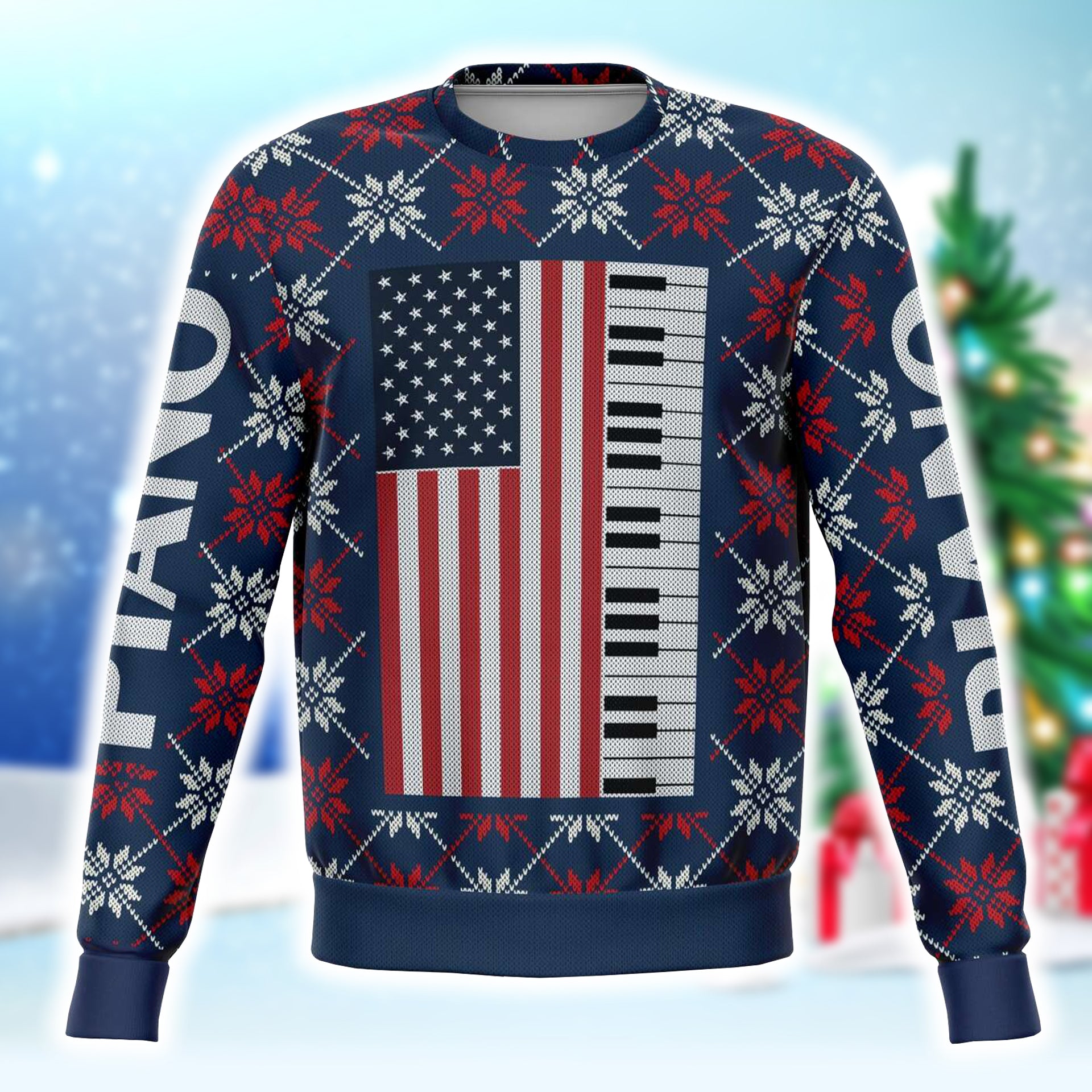 Piano Christmas Dark Blue Sweatshirt
