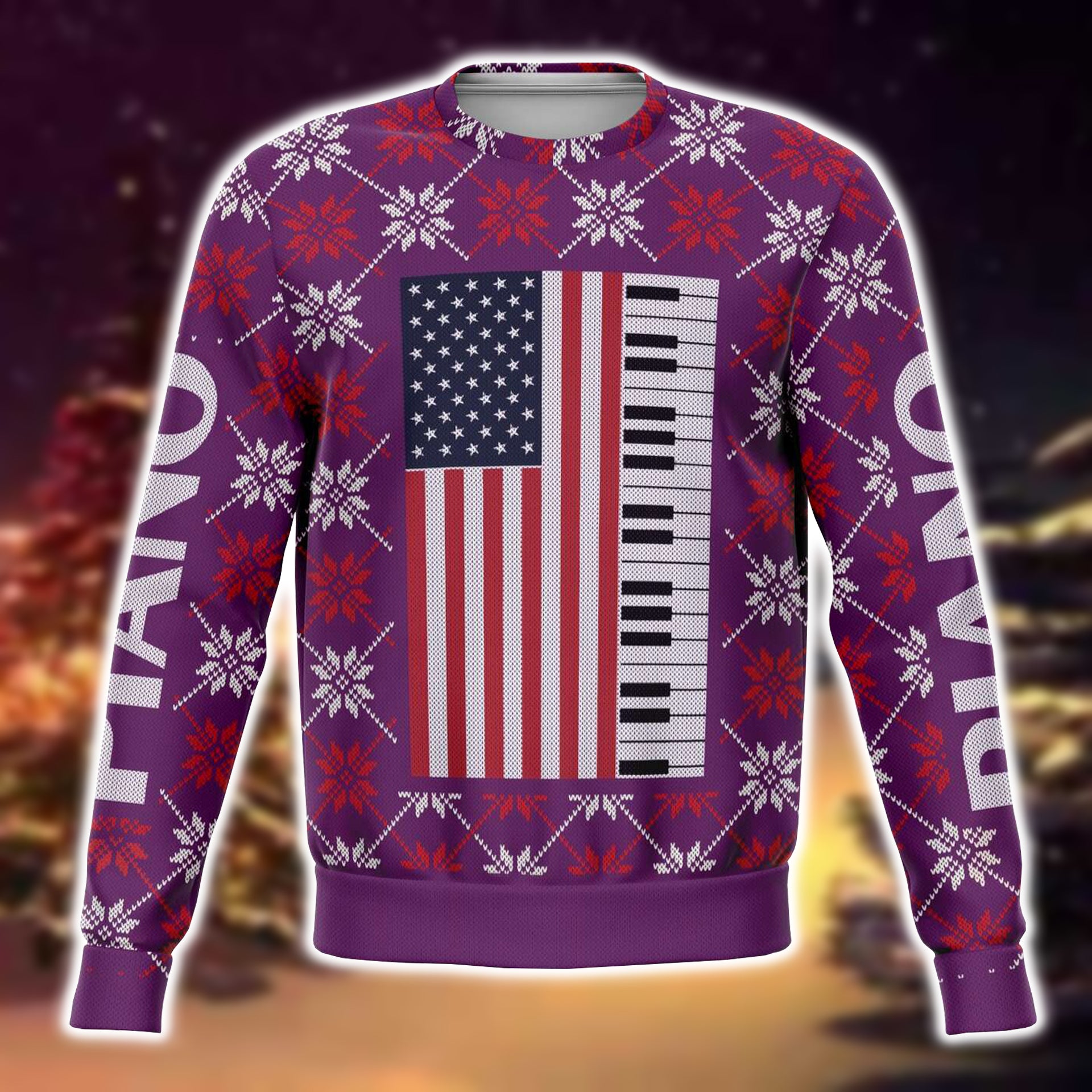 Piano Christmas Purple Sweatshirt