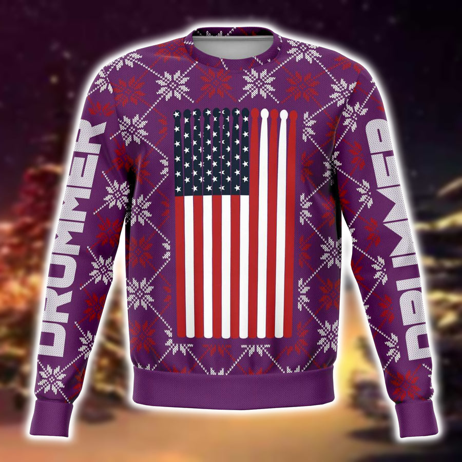 Drummer Christmas Purple Sweatshirt