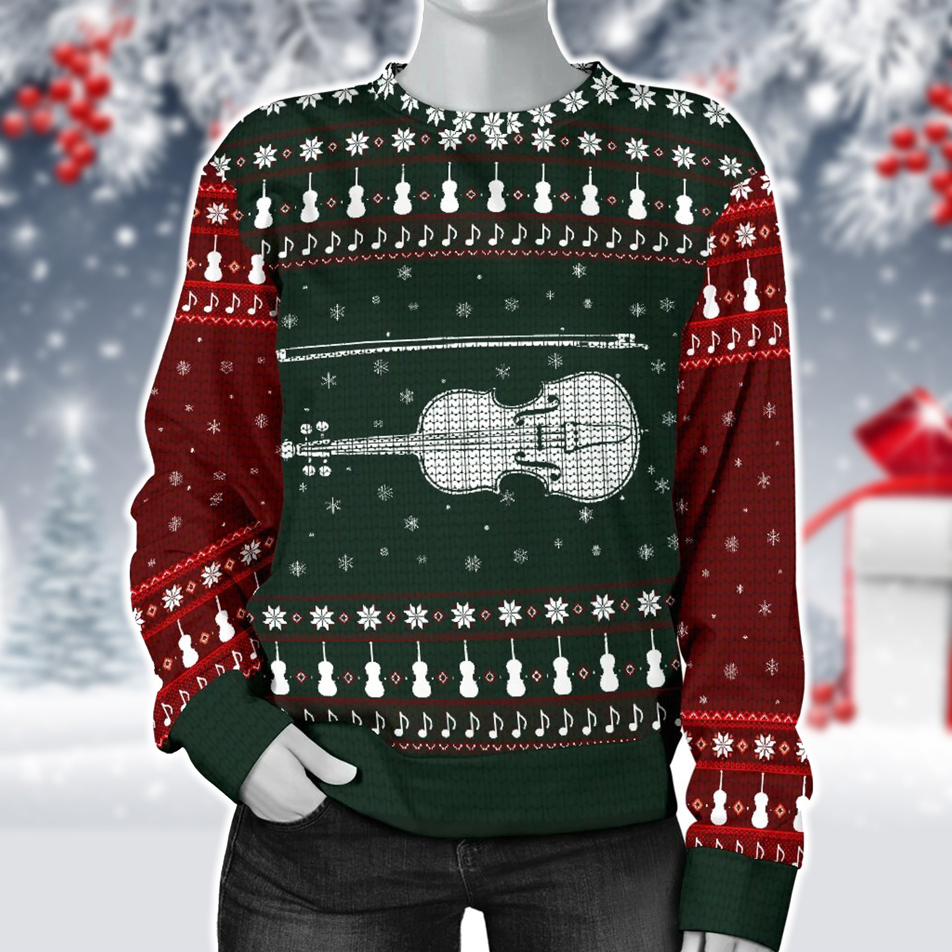 Violin Christmas Women's Sweater