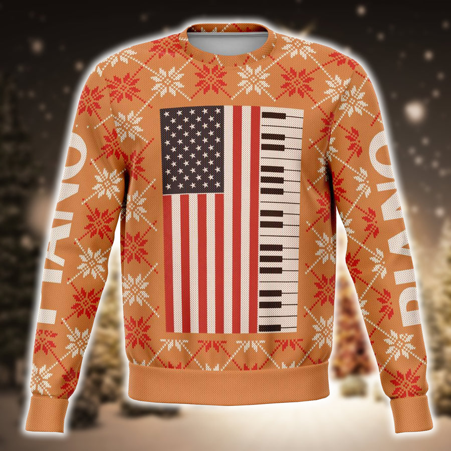 Piano Christmas Orange Sweatshirt