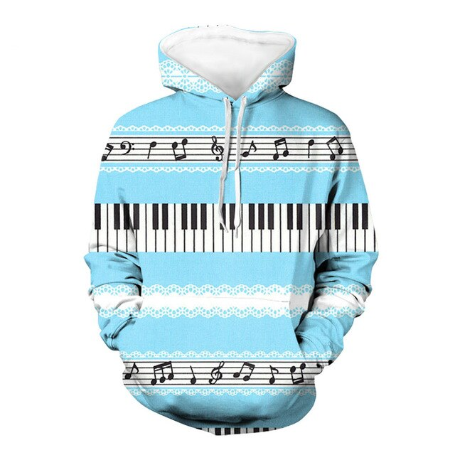 Piano Keyboard Women Loose Hoodie