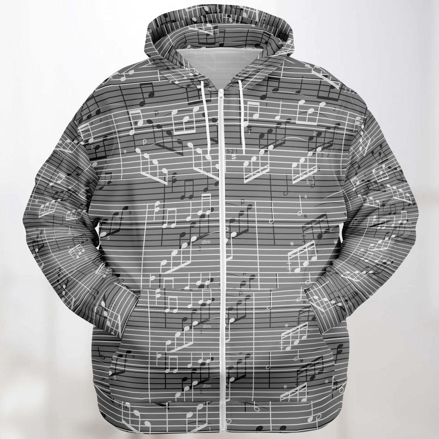 Music Sheet Grey Zip Hoodie