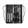 Violin American Flag Drawstring Bags