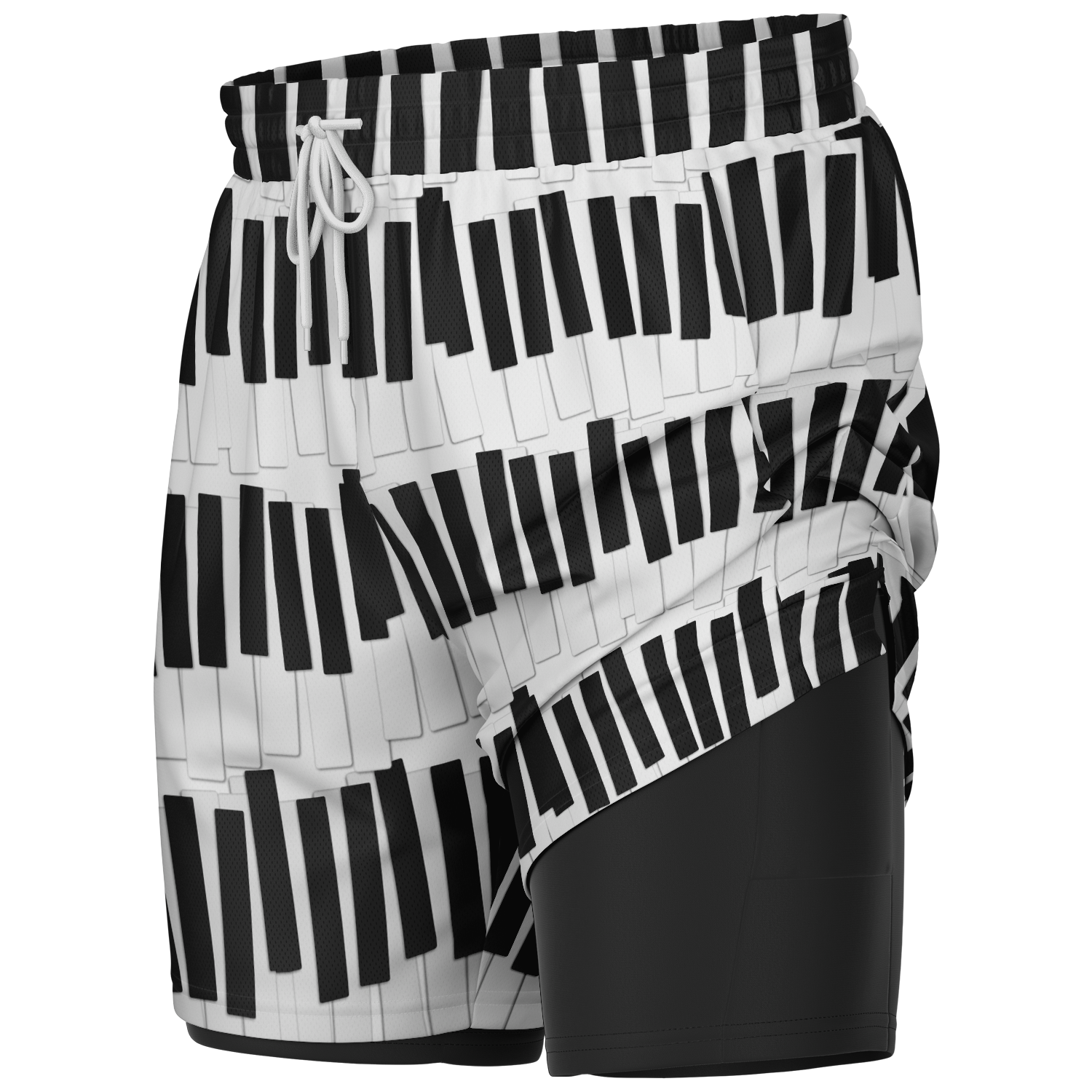 Piano Keys Pattern 2-In-1 Shorts