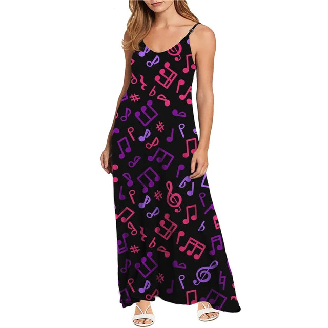 Music Note Slip Long Dress