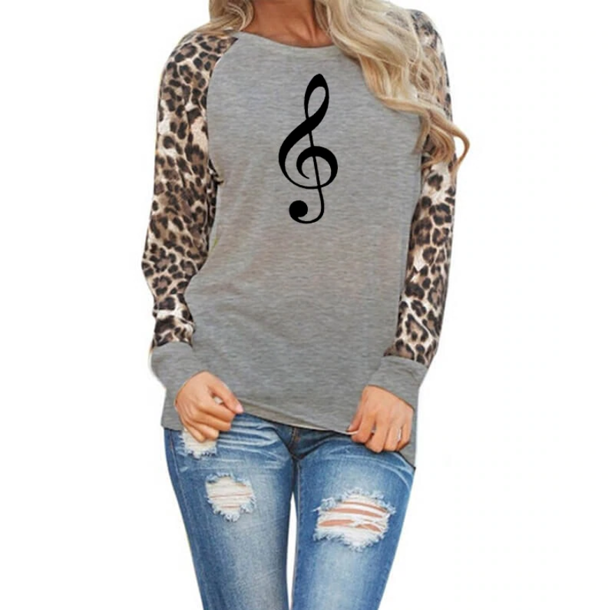 Music Treble Clef & Leopard Chiffon T-shirt