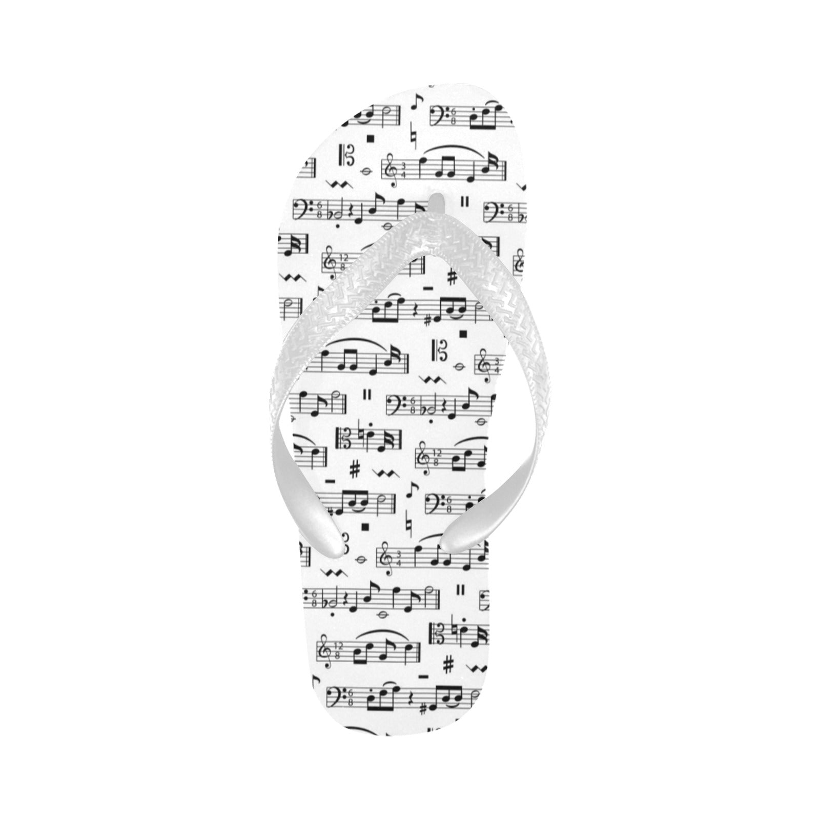 White Music Notes Flip Flops (Unisex)