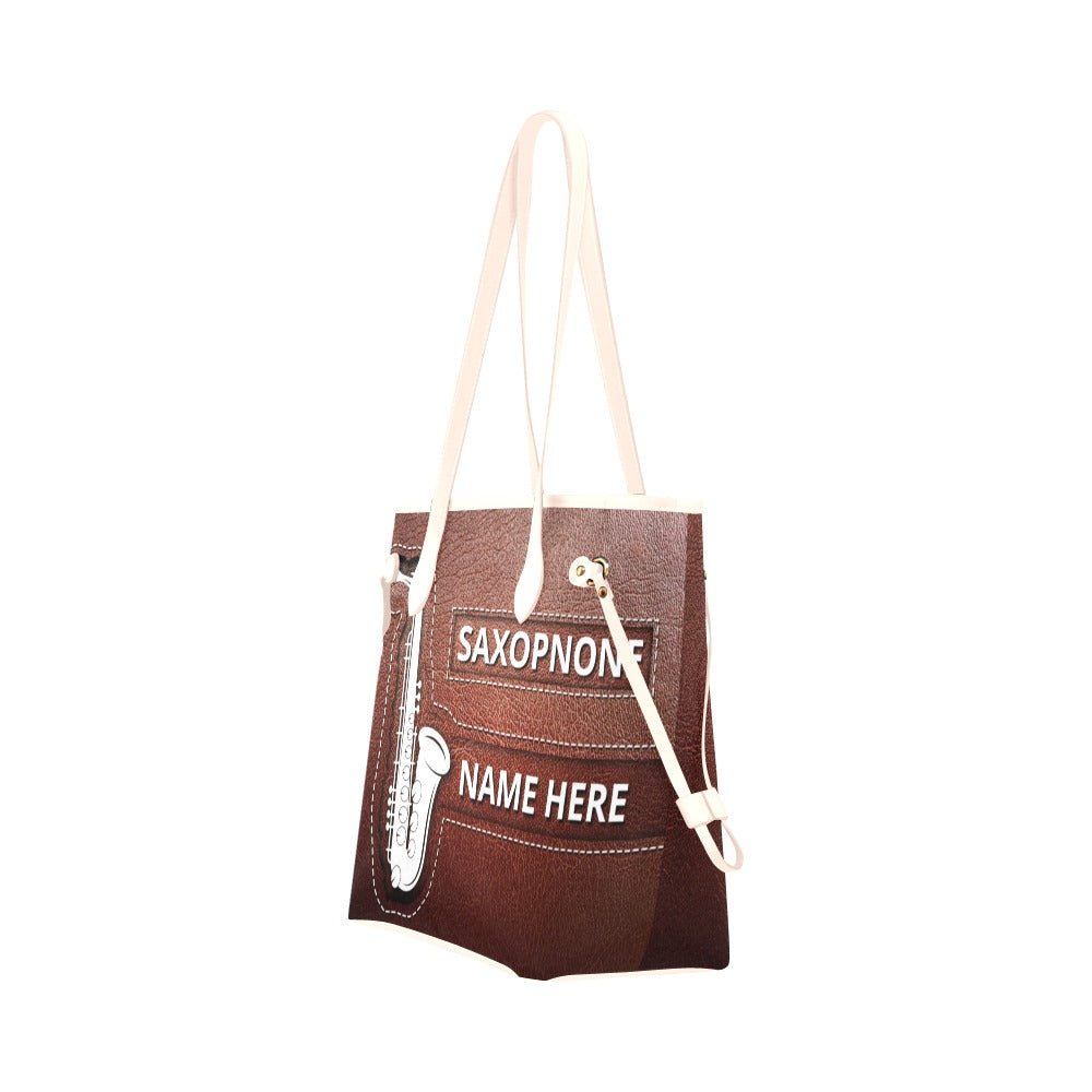 Saxophone Leather Tote Bag
