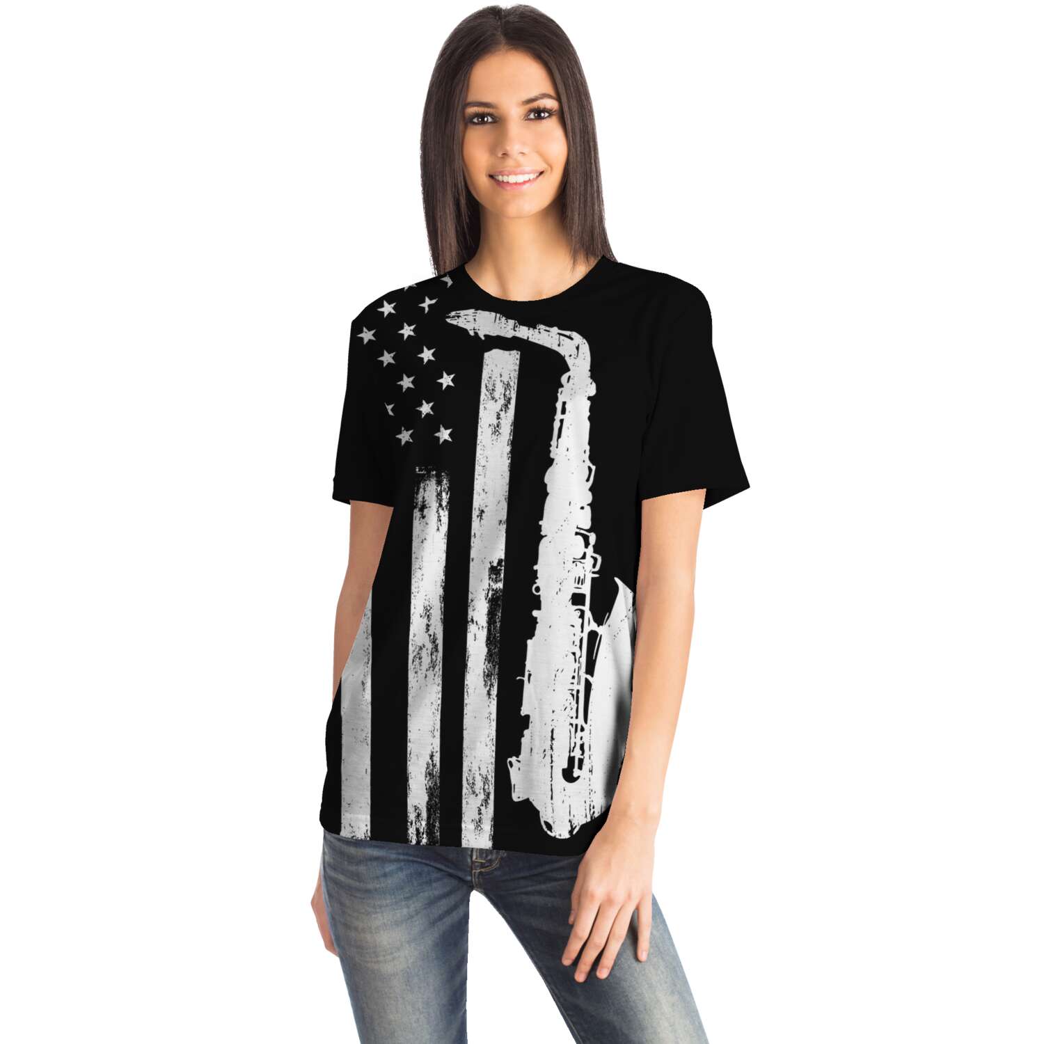 Saxophone American Flag T-Shirt
