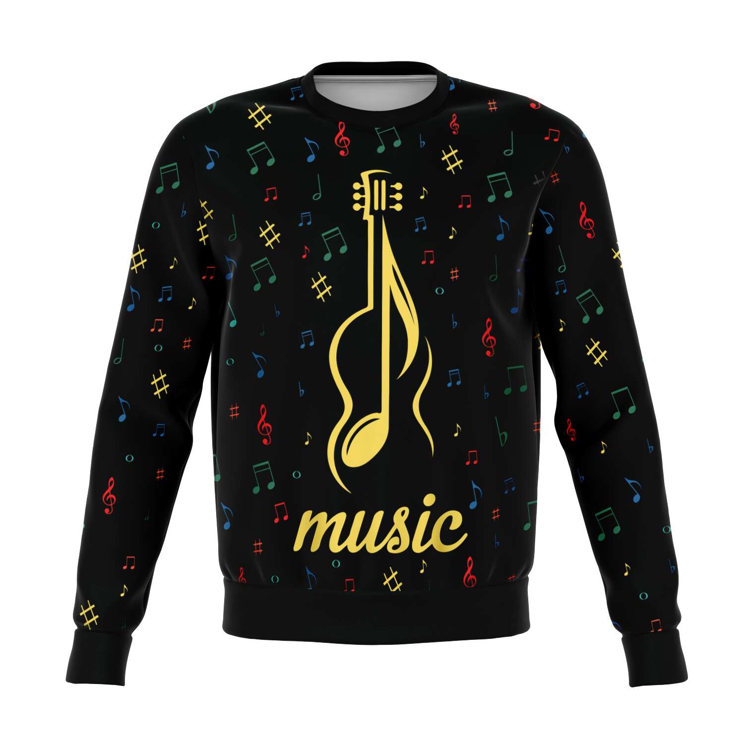 Violin Colorful Music Notes Black Sweatshirt