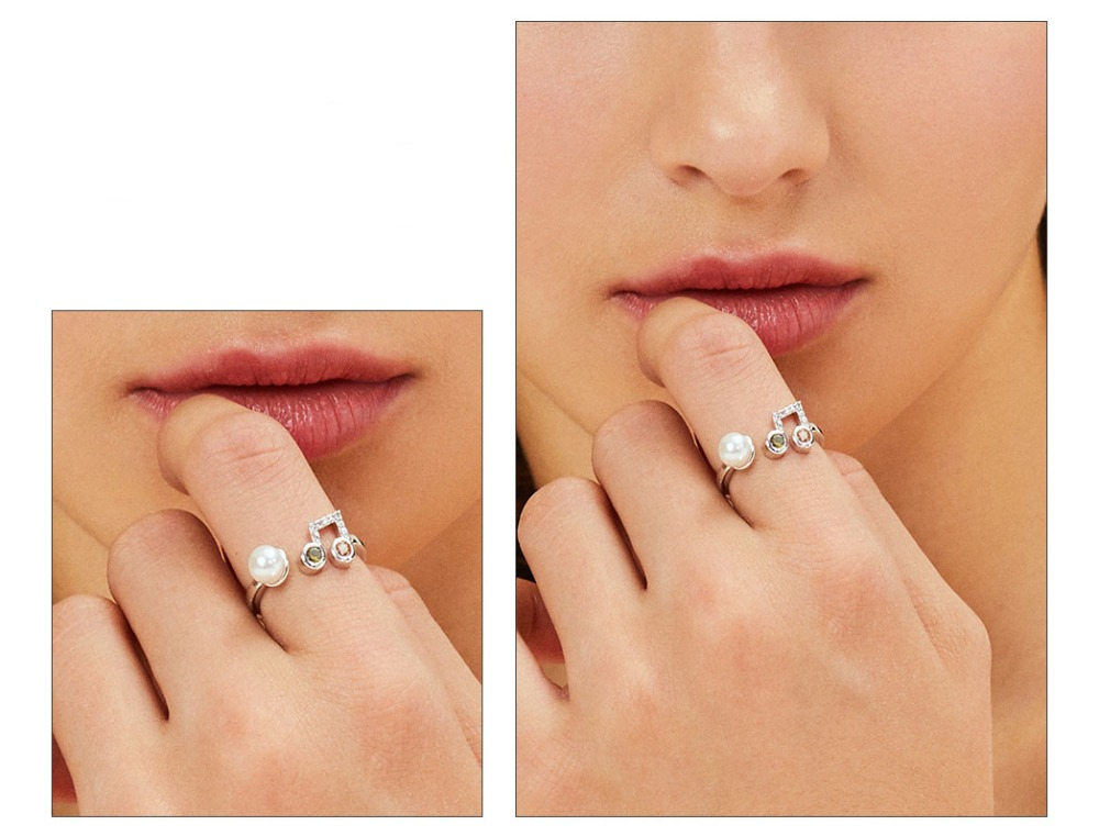 Silver-Color Music Ring