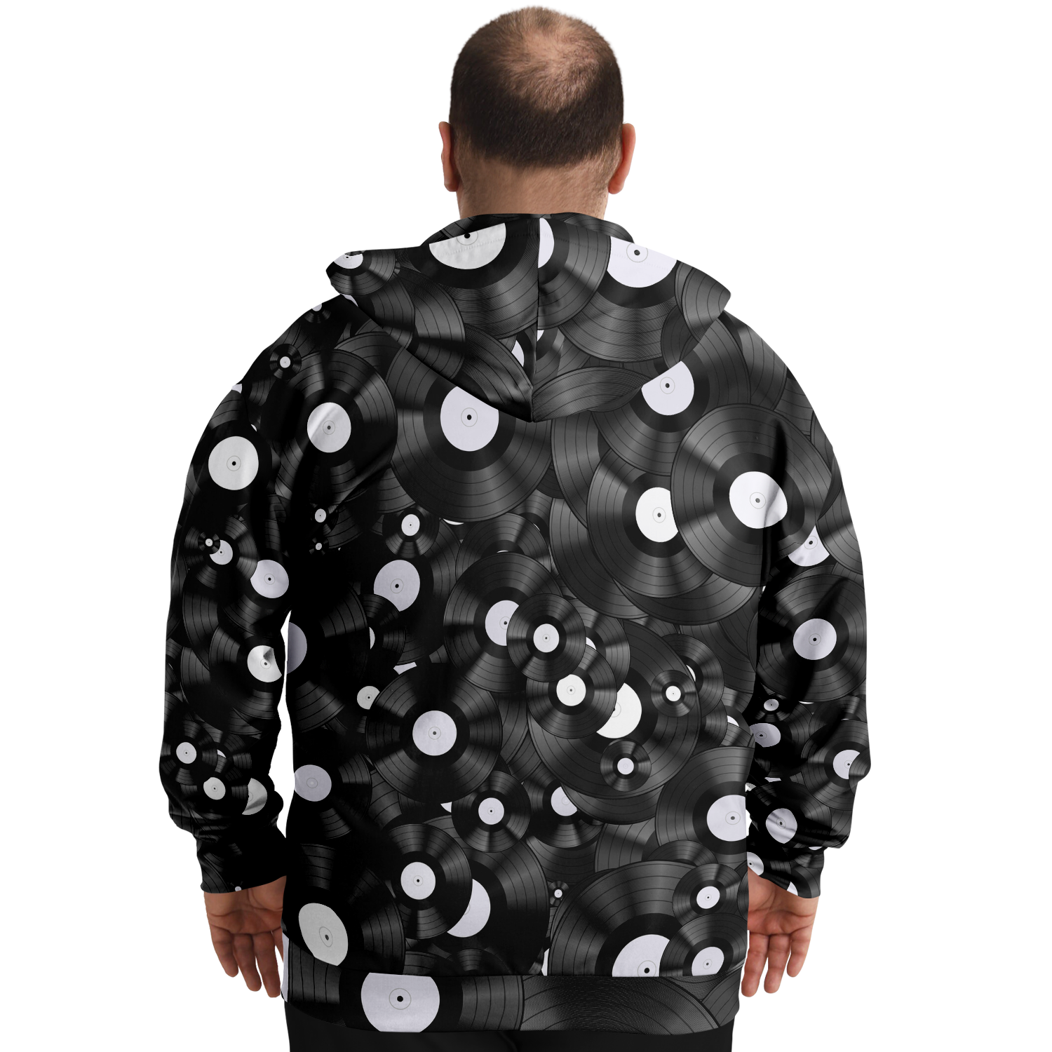 Vinyl Pattern Plus-Size Zip Hoodie