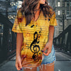 Music Note Piano Print Oversize Shirt