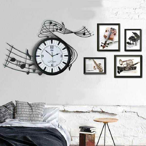 Music Art Wall Clock Set