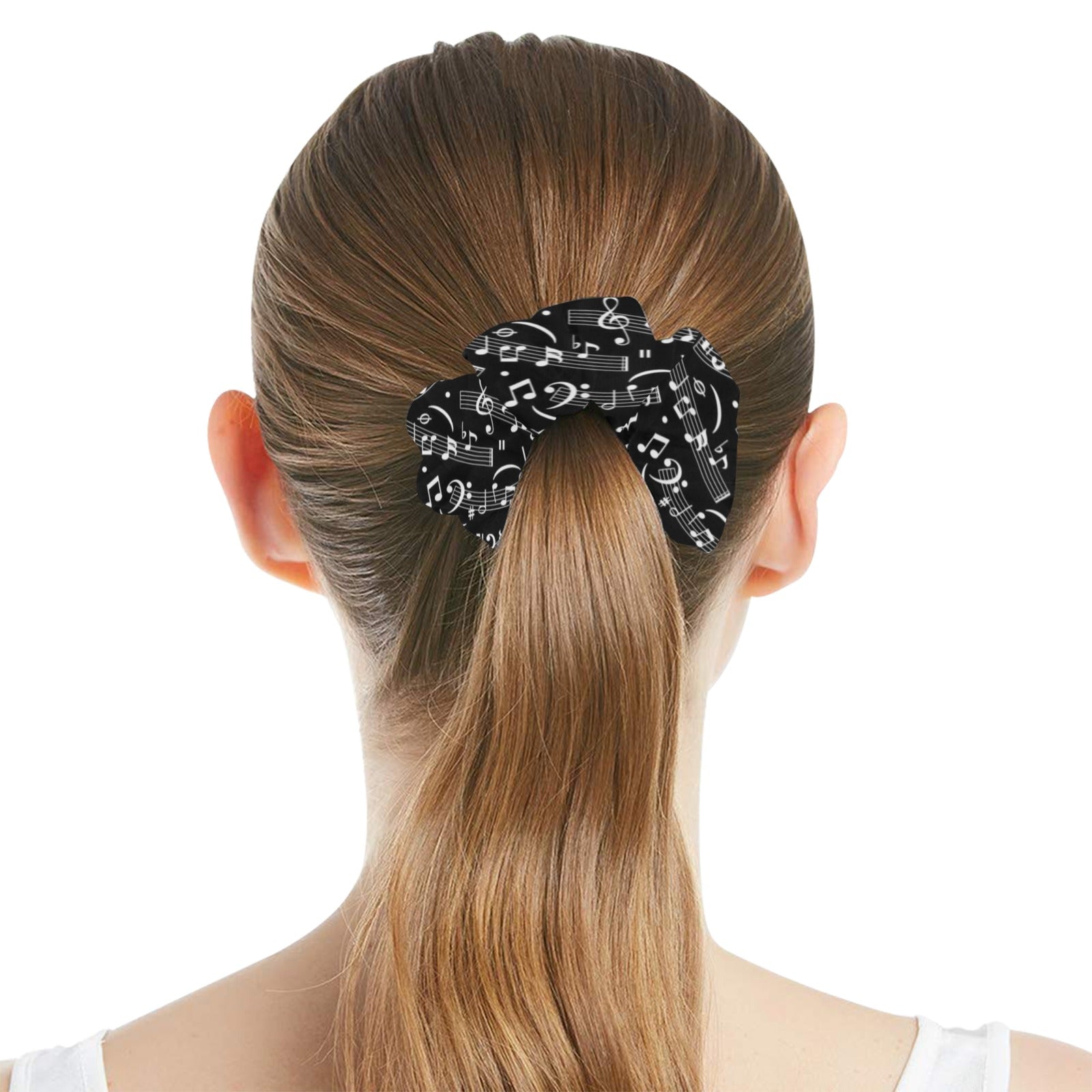 Music Notes Black Hair Scrunchie