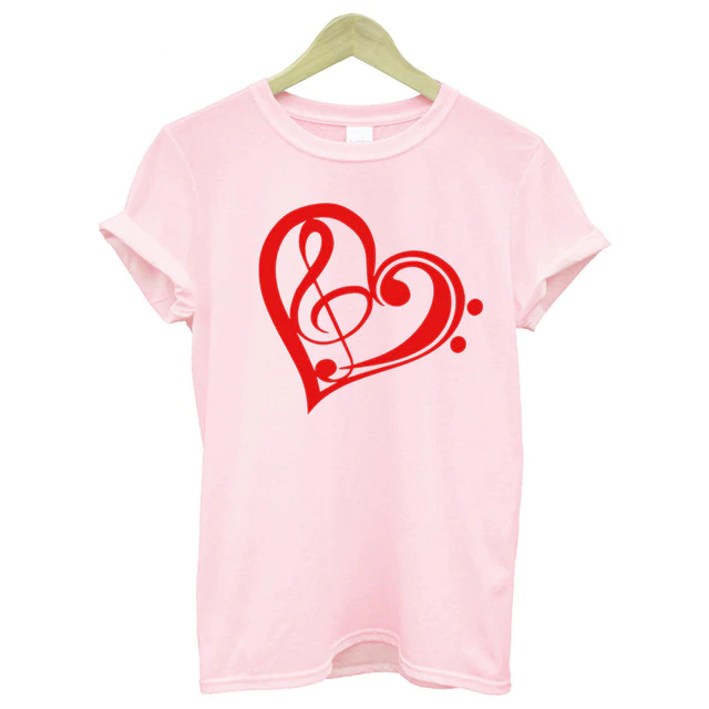 Heart-shaped Music Print T-shirt