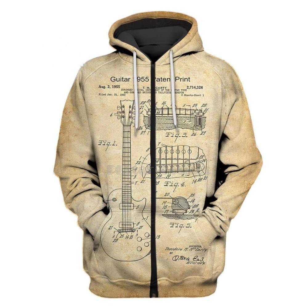 Guitar 1955 Patent Print Hoodie
