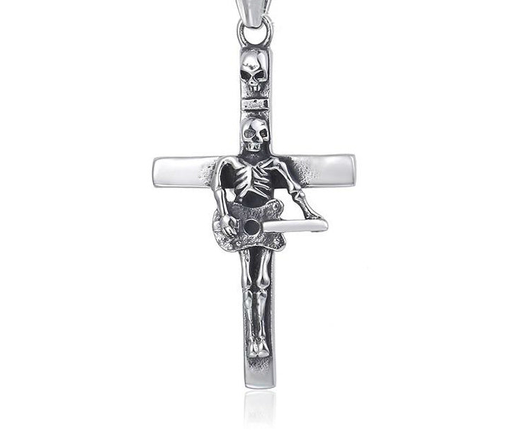 Guitar Skull Cross Necklace