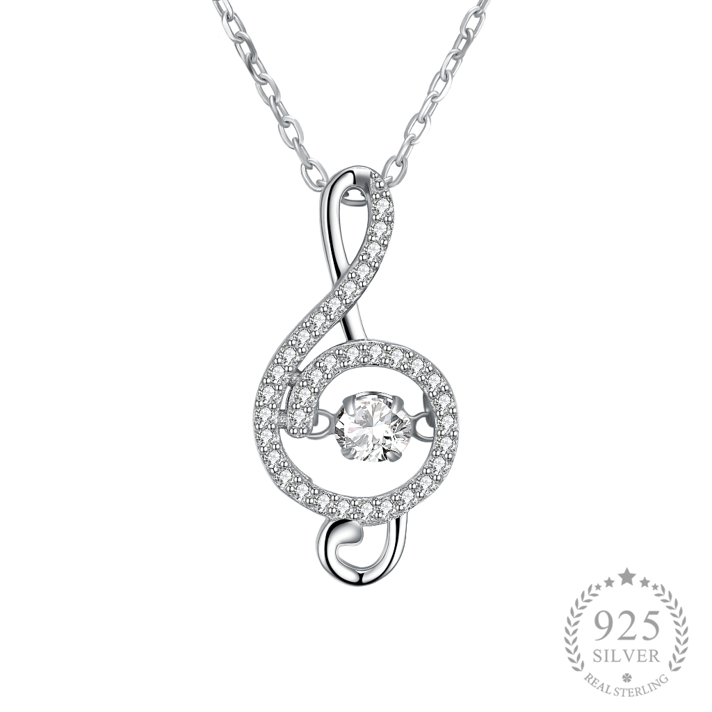 Music Note Zircon Pendant Necklace
