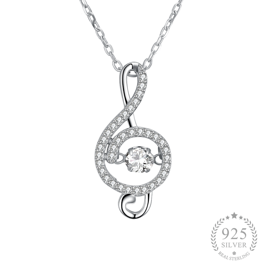 Music Note Zircon Pendant Necklace