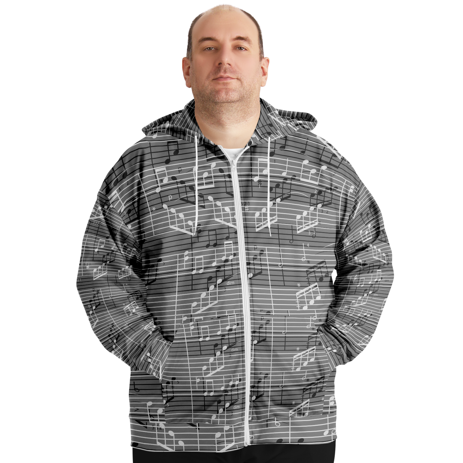 Music Sheet Grey Zip Hoodie