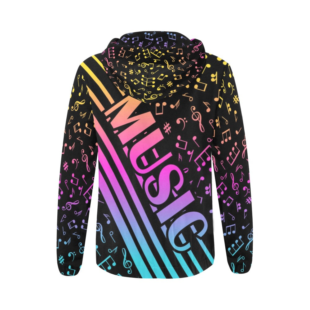 Color Music Notes Zip Hoodie