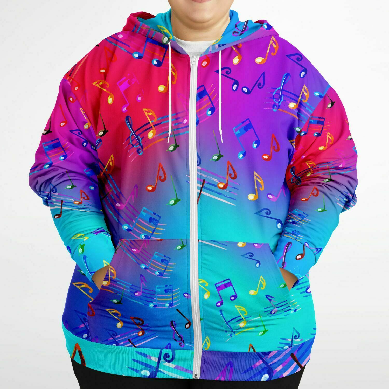 Colorful Music Notes Zip Hoodie