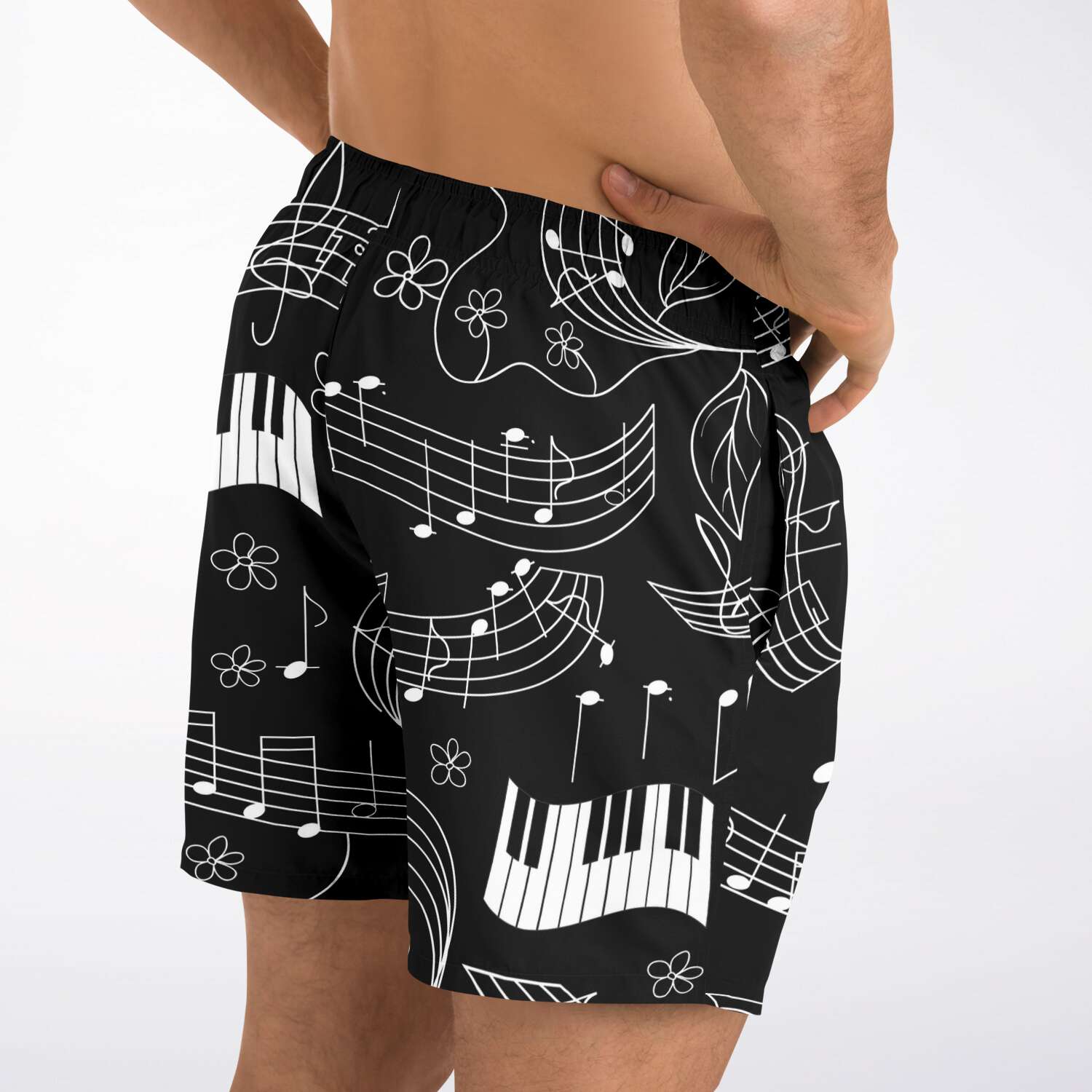 Music Notes Black Shorts