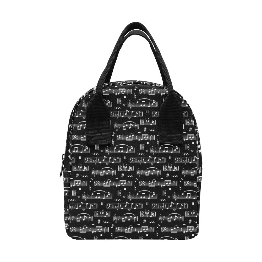 Music Notes Black Lunch Bag