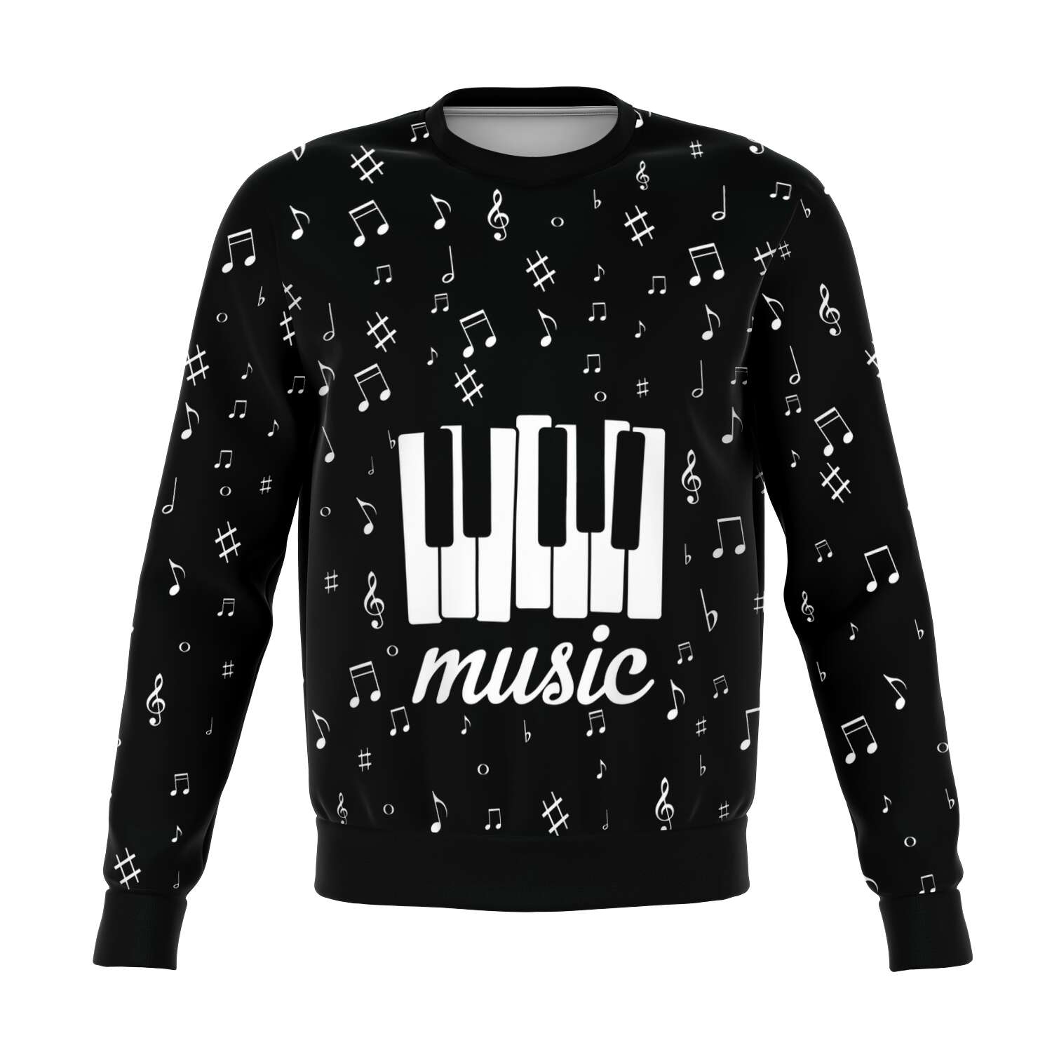 Piano Music Notes Black Sweatshirt