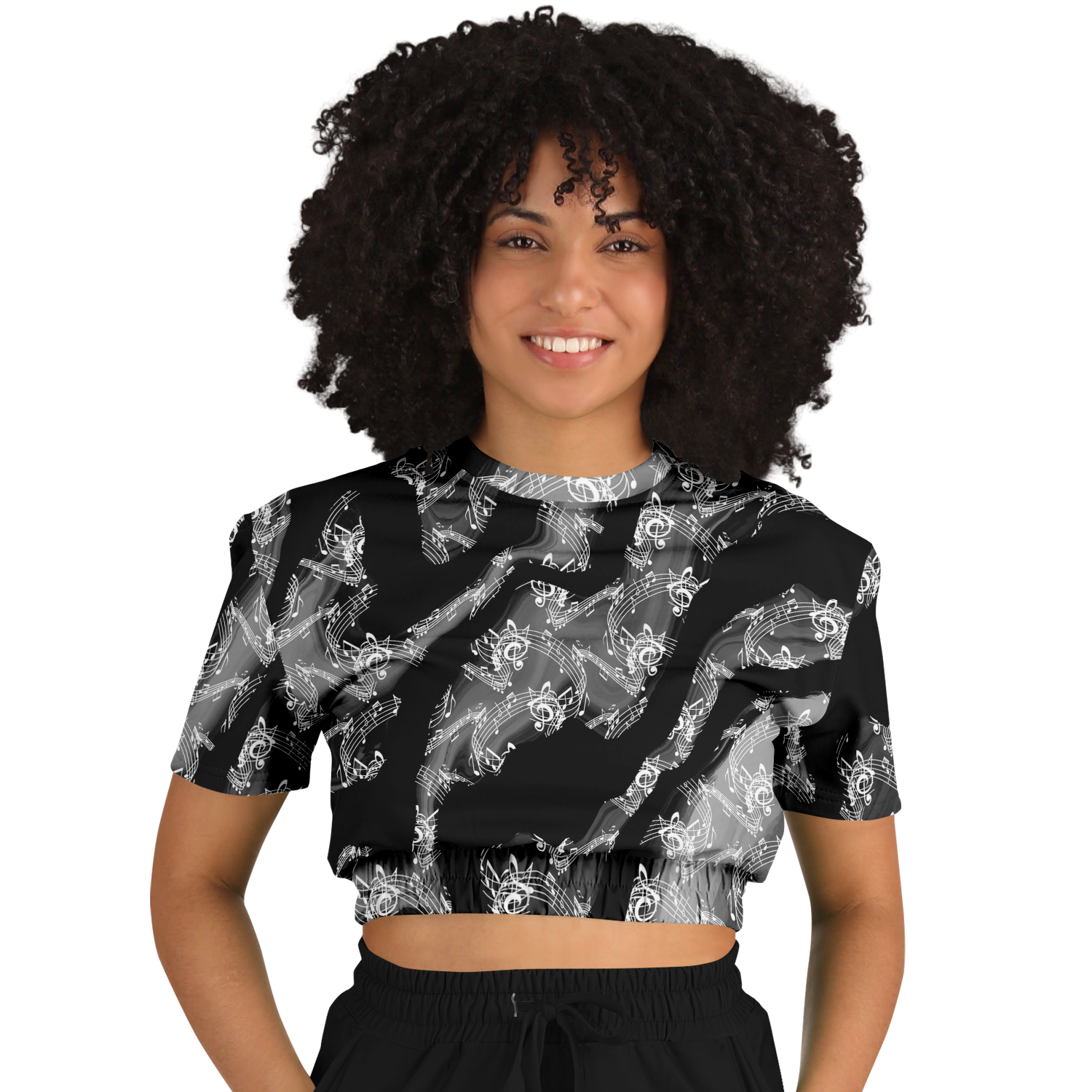 Music Notes Abstract Cropped Sweatshirt